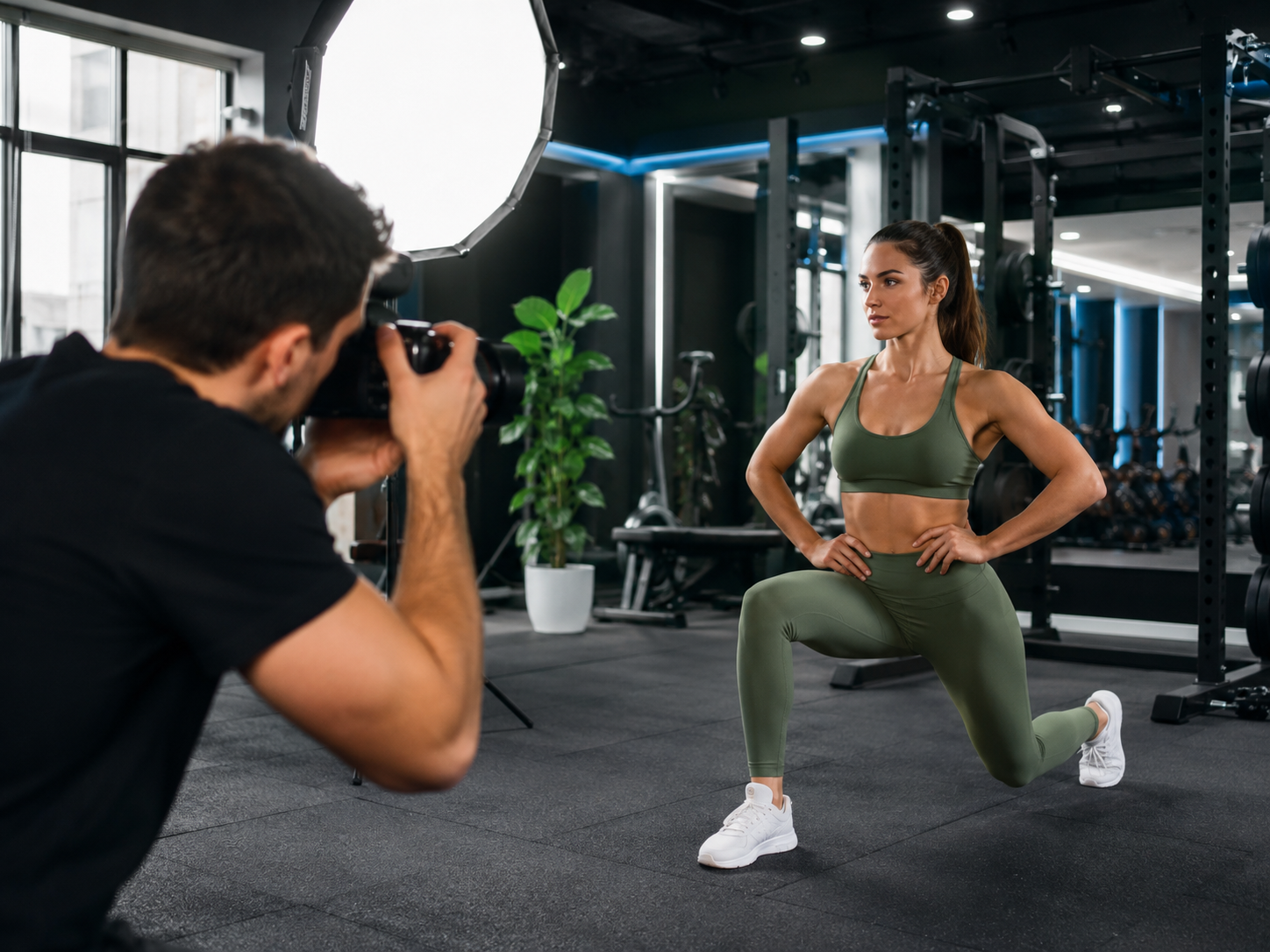 Sessão fotográfica fitness num ginásio